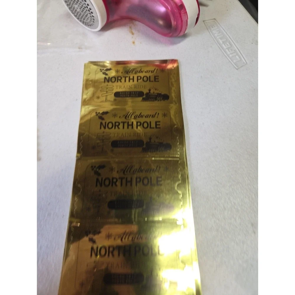 Gold Foil Believe Polar Express Train Ride Tickets Stickers & Invitations 40 Eac